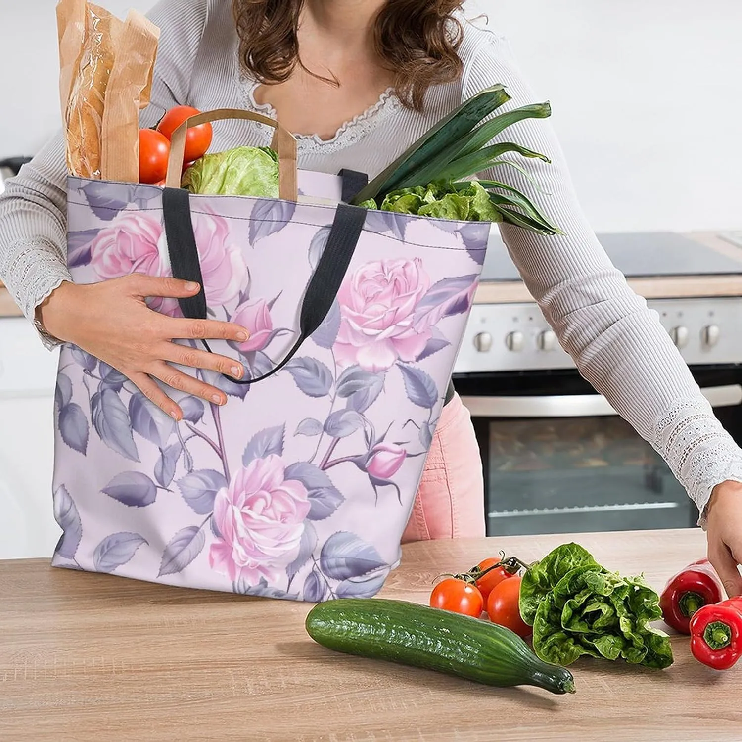 Canvas Tote Bag Large Women Casual Shoulder Bag Handbag Reusable Beach Shopping Grocery Bag For Outdoors