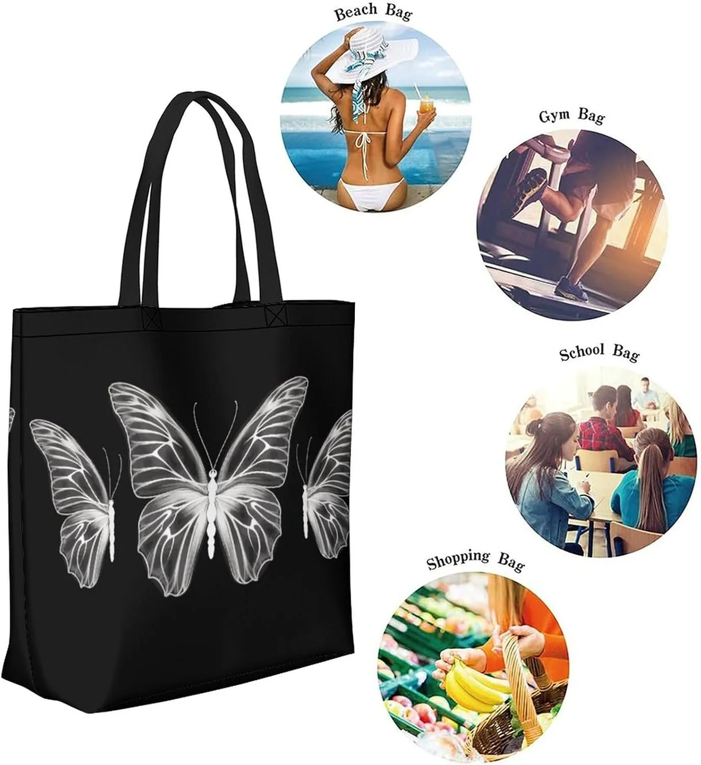 Canvas Tote Bag Large Women Casual Shoulder Bag Handbag Reusable Beach Shopping Grocery Bag For Outdoors