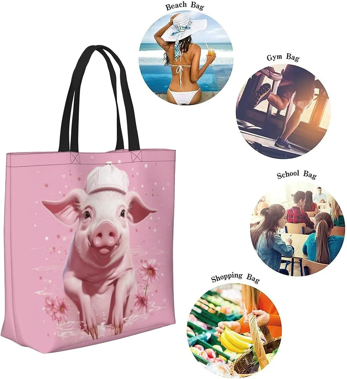 Canvas Tote Bag Large Women Casual Shoulder Bag Handbag Reusable Beach Shopping Grocery Bag For Outdoors