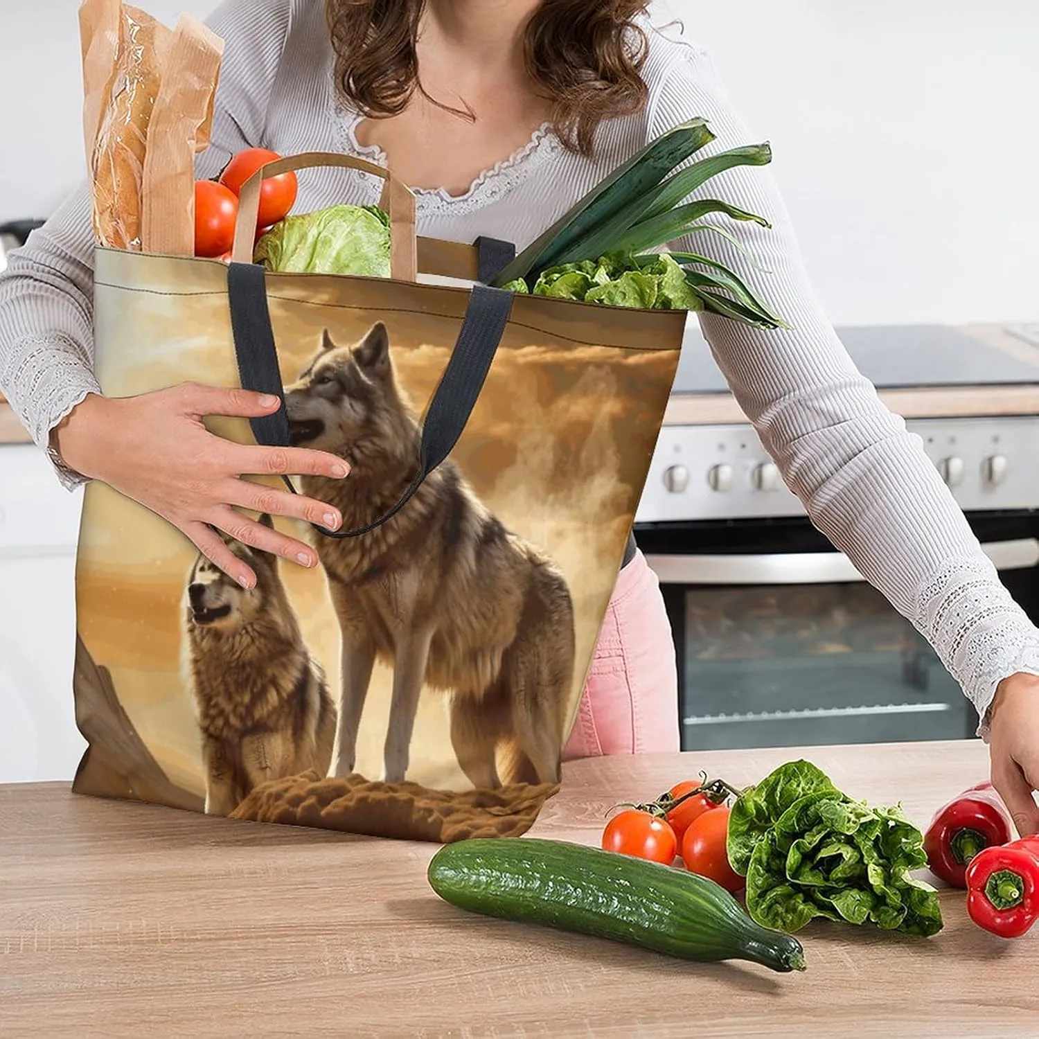 Canvas Tote Bag - Large Women's Casual Shoulder Handbag - Reusable Beach & Shopping Grocery Bag for Outdoors