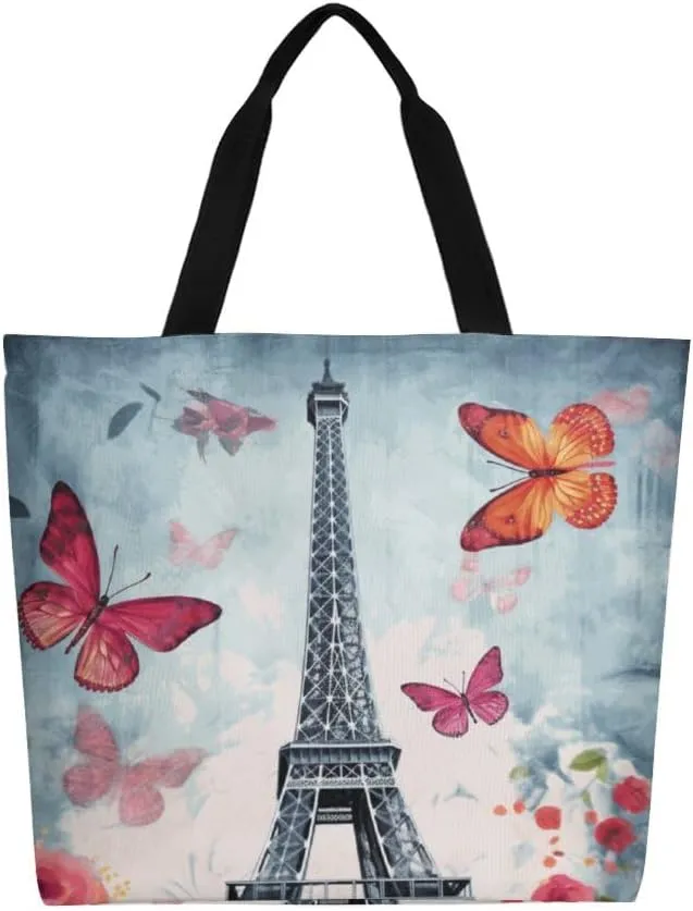 Canvas Tote Bag - Large Women's Casual Shoulder Handbag - Reusable Beach & Shopping Grocery Bag for Outdoors