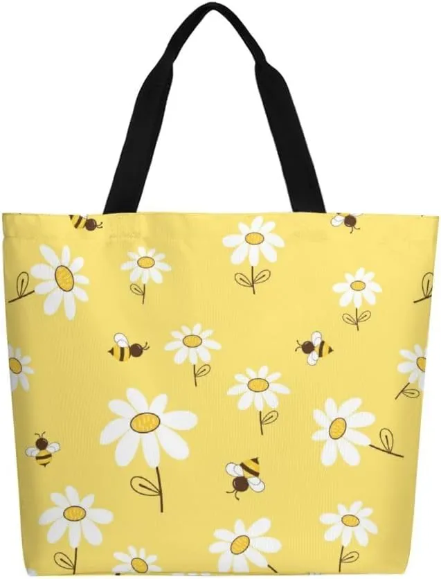 Canvas Tote Bag - Large Women's Casual Shoulder Handbag - Reusable Beach & Shopping Grocery Bag for Outdoors