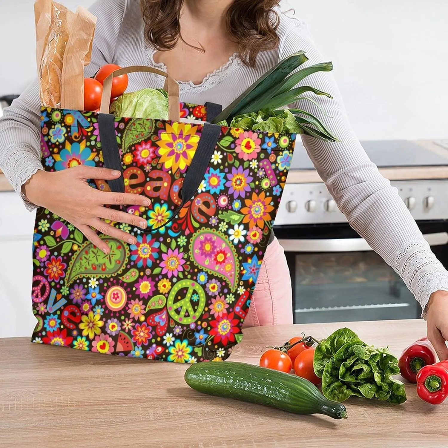 Canvas Tote Bag - Large Women's Casual Shoulder Handbag - Reusable Beach & Shopping Grocery Bag for Outdoors