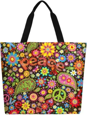 Canvas Tote Bag - Large Women's Casual Shoulder Handbag - Reusable Beach & Shopping Grocery Bag for Outdoors
