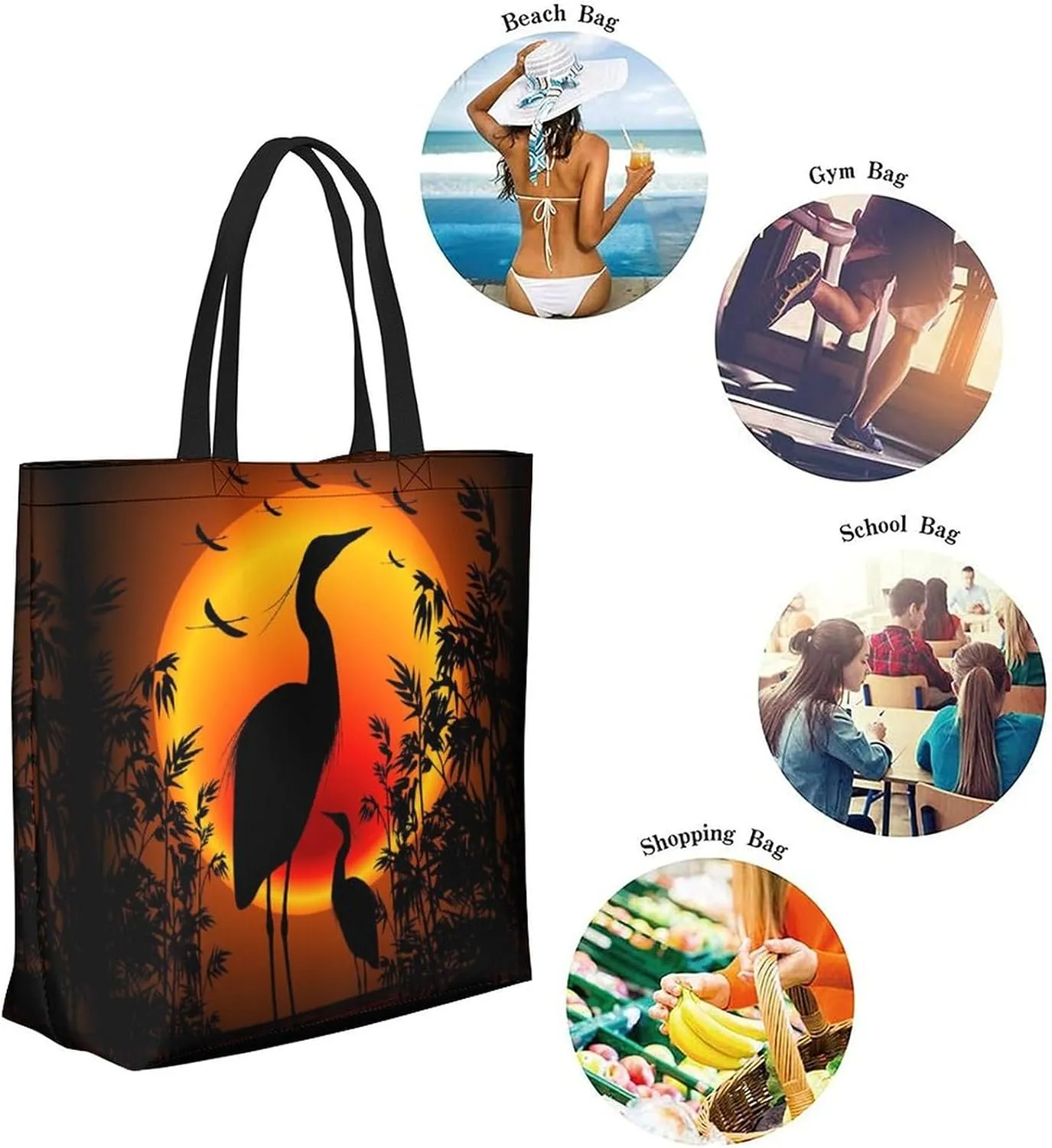 Canvas Tote Bag - Large Women's Casual Shoulder Handbag - Reusable Beach & Shopping Grocery Bag for Outdoors