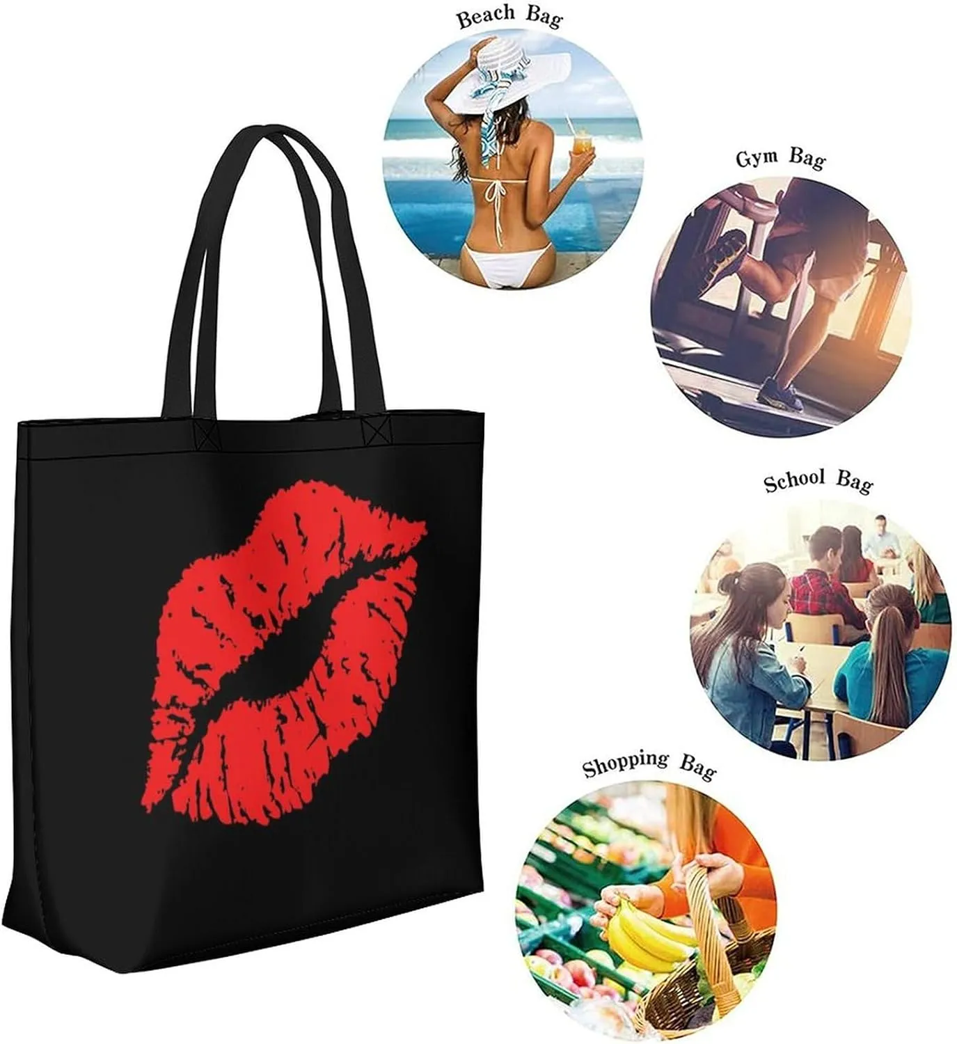 Canvas Tote Bag - Large Women's Casual Shoulder Handbag - Reusable Beach & Shopping Grocery Bag for Outdoors