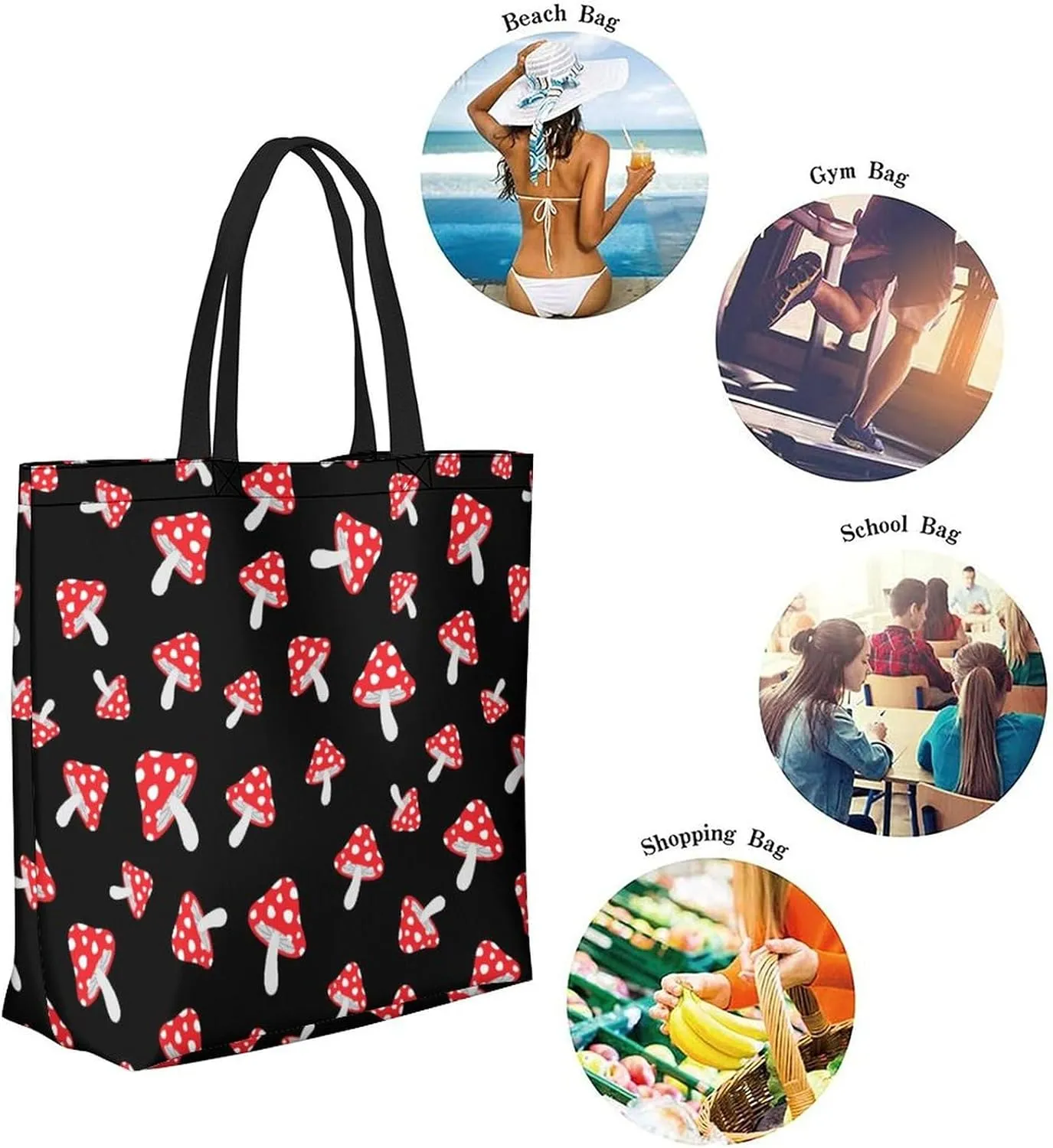 Canvas Tote Bag - Large Women's Casual Shoulder Handbag - Reusable Beach & Shopping Grocery Bag for Outdoors
