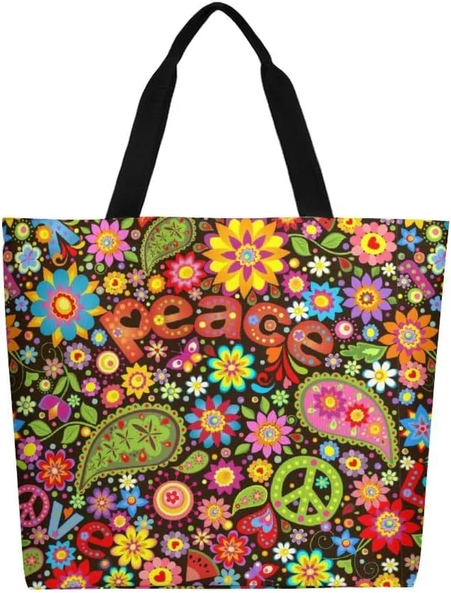 Canvas Tote Bag - Large Women's Casual Shoulder Handbag - Reusable Beach & Shopping Grocery Bag for Outdoors