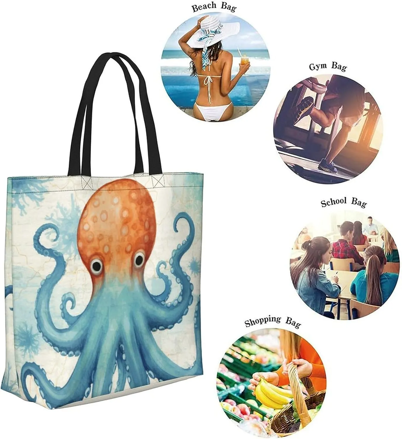 Canvas Tote Bag - Large Women's Casual Shoulder Handbag - Reusable Beach & Shopping Grocery Bag for Outdoors