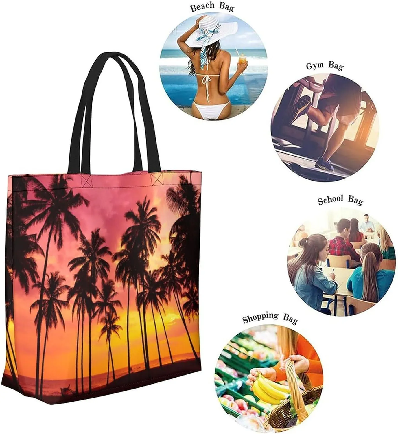 Canvas Tote Bag - Large Women's Casual Shoulder Handbag - Reusable Beach & Shopping Grocery Bag for Outdoors