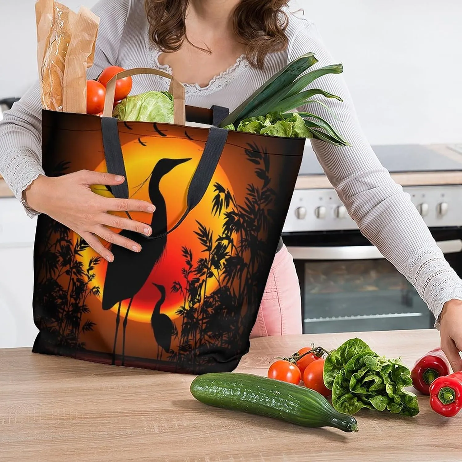 Canvas Tote Bag - Large Women's Casual Shoulder Handbag - Reusable Beach & Shopping Grocery Bag for Outdoors