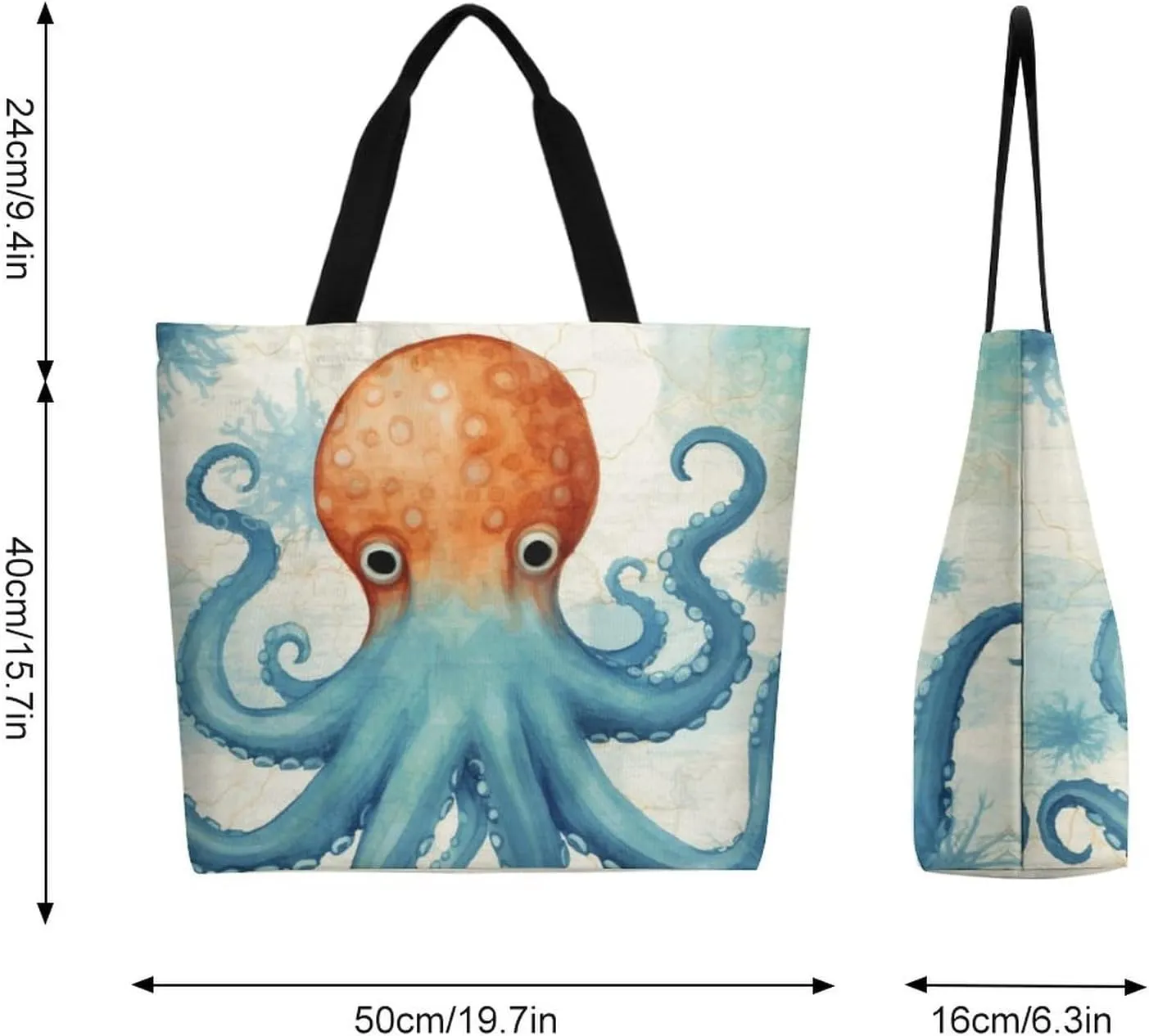 Canvas Tote Bag - Large Women's Casual Shoulder Handbag - Reusable Beach & Shopping Grocery Bag for Outdoors