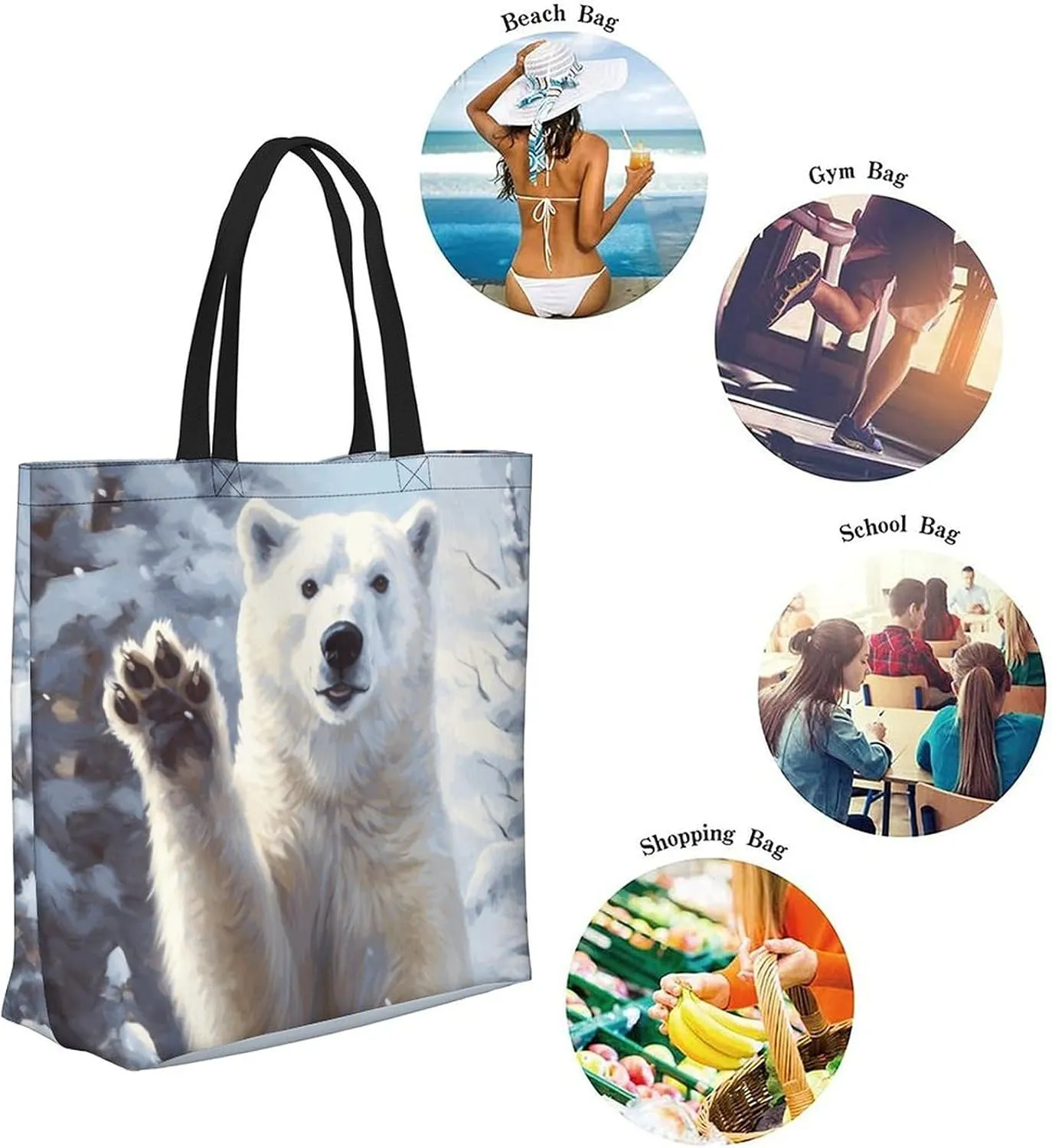 Canvas Tote Bag - Large Women's Casual Shoulder Handbag - Reusable Beach & Shopping Grocery Bag for Outdoors