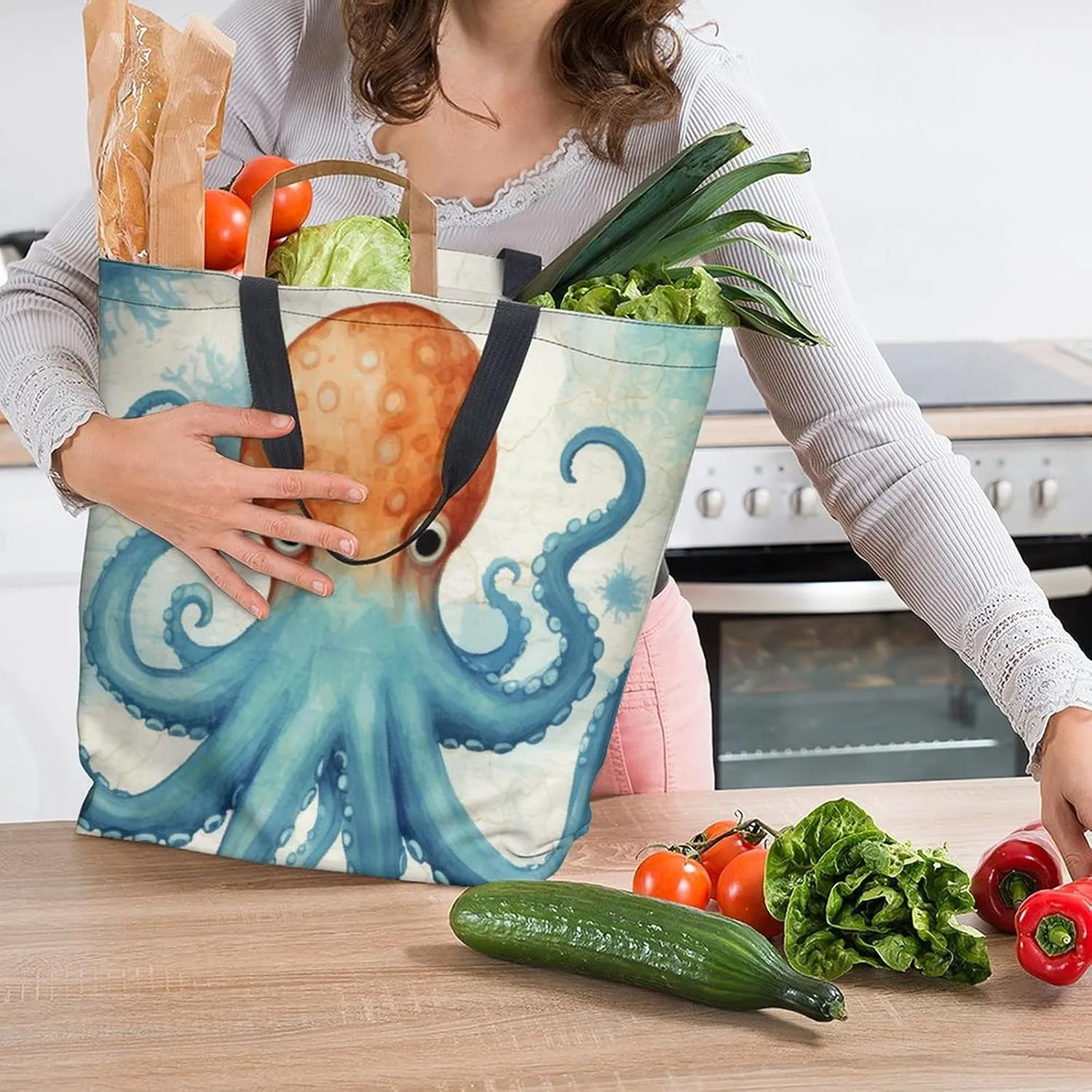 Canvas Tote Bag - Large Women's Casual Shoulder Handbag - Reusable Beach & Shopping Grocery Bag for Outdoors