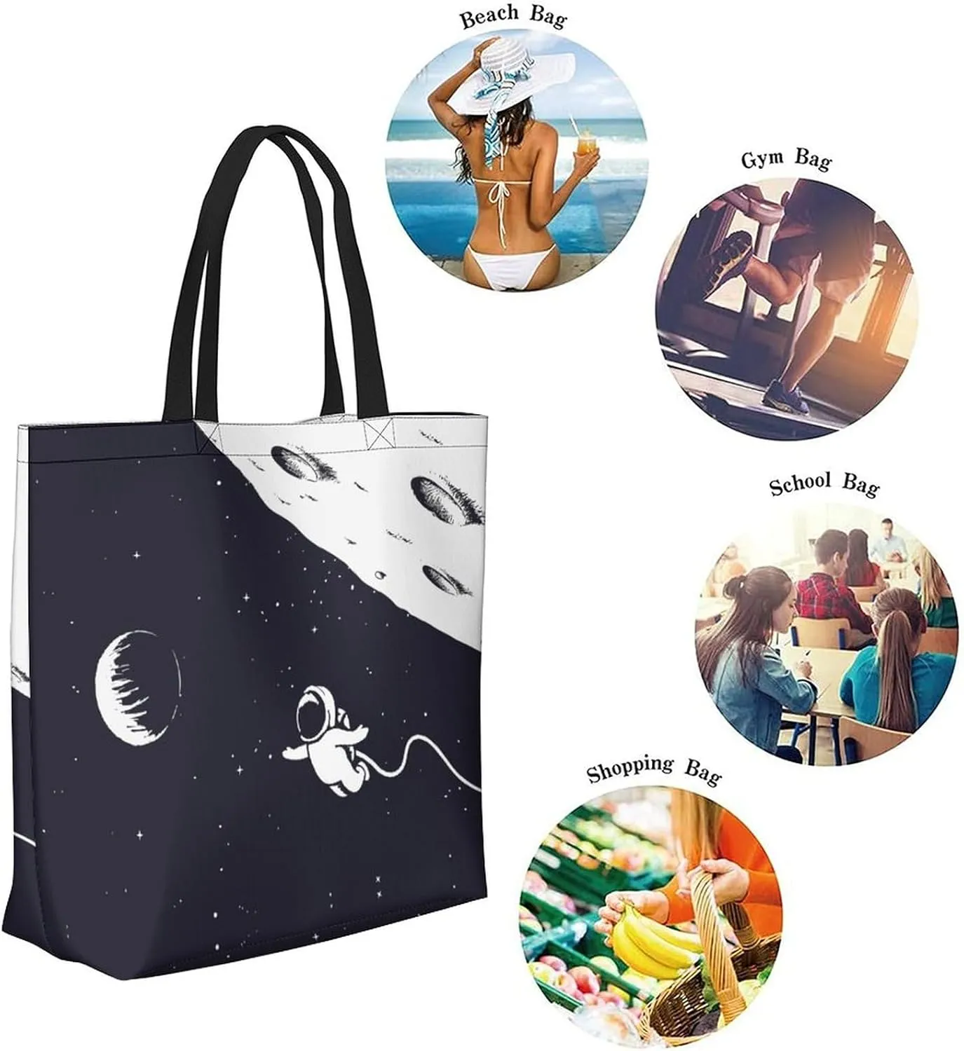 Canvas Tote Bag - Large Women's Casual Shoulder Handbag - Reusable Beach & Shopping Grocery Bag for Outdoors