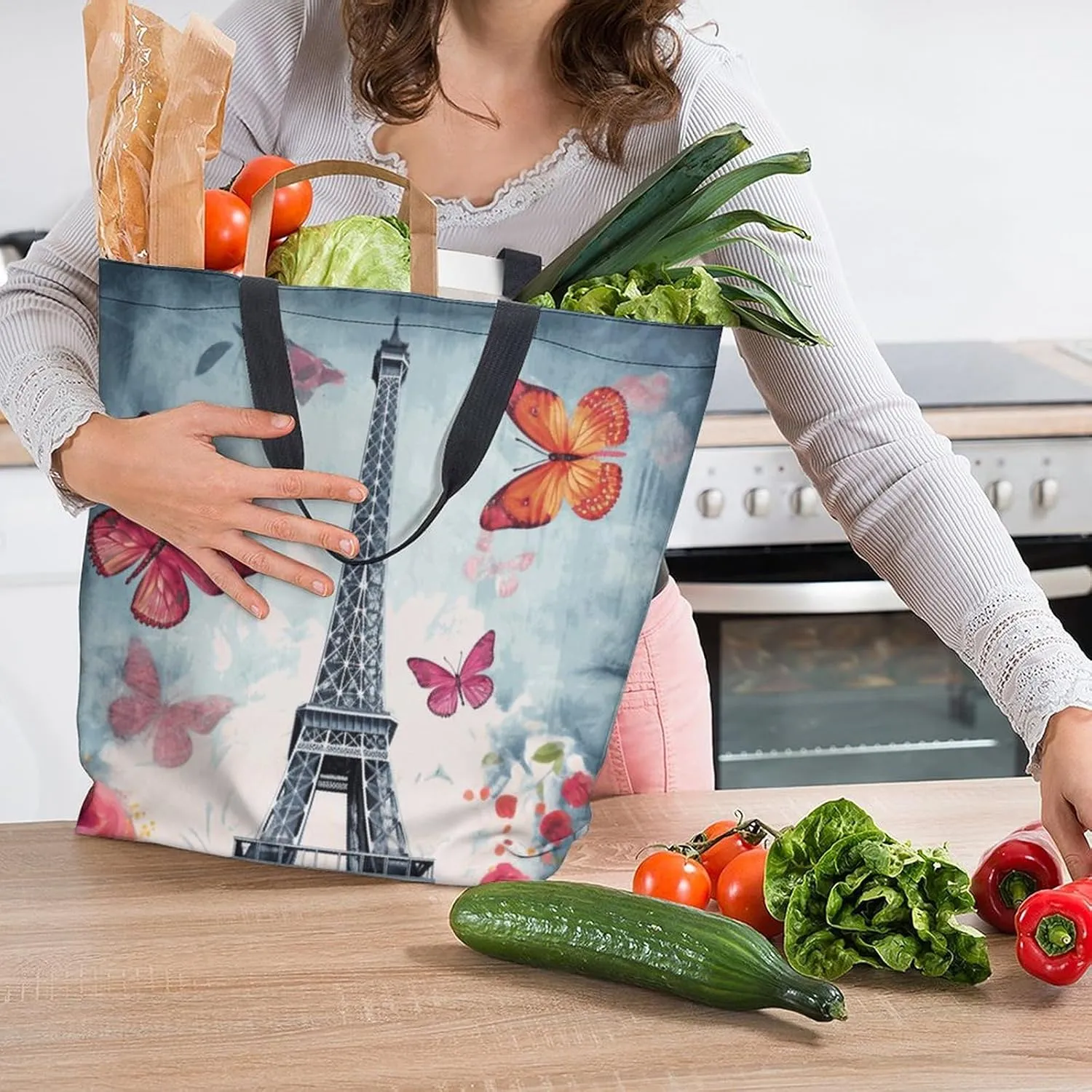 Canvas Tote Bag - Large Women's Casual Shoulder Handbag - Reusable Beach & Shopping Grocery Bag for Outdoors