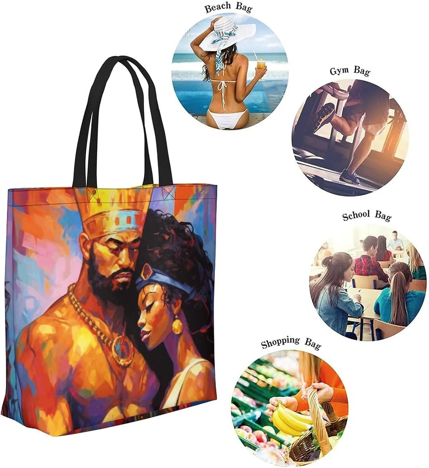 Canvas Tote Bag - Large Women's Casual Shoulder Handbag - Reusable Beach & Shopping Grocery Bag for Outdoors