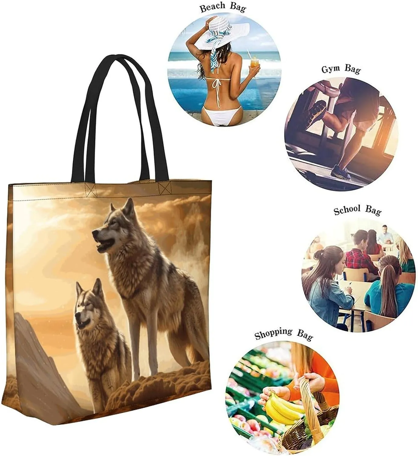 Canvas Tote Bag - Large Women's Casual Shoulder Handbag - Reusable Beach & Shopping Grocery Bag for Outdoors