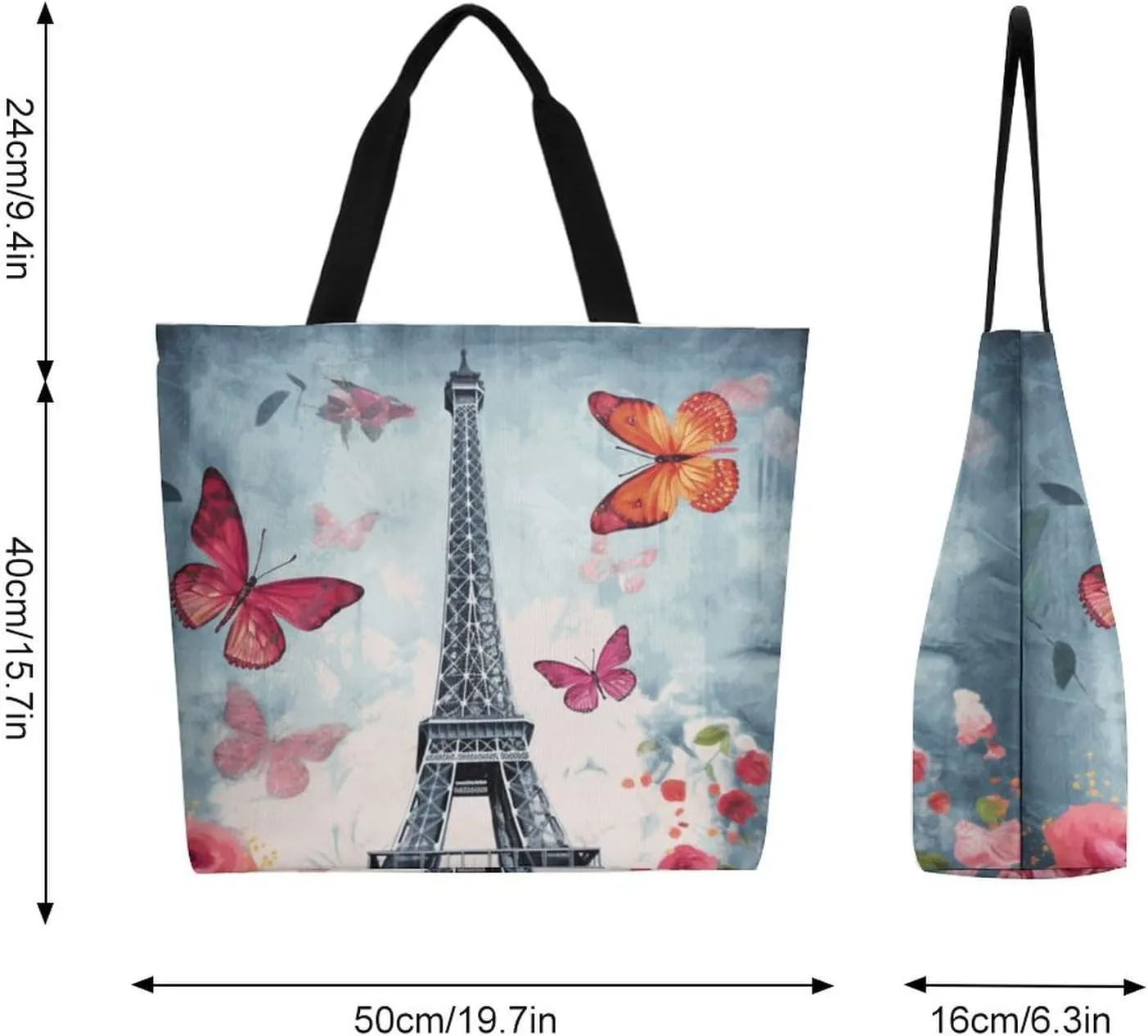 Canvas Tote Bag - Large Women's Casual Shoulder Handbag - Reusable Beach & Shopping Grocery Bag for Outdoors