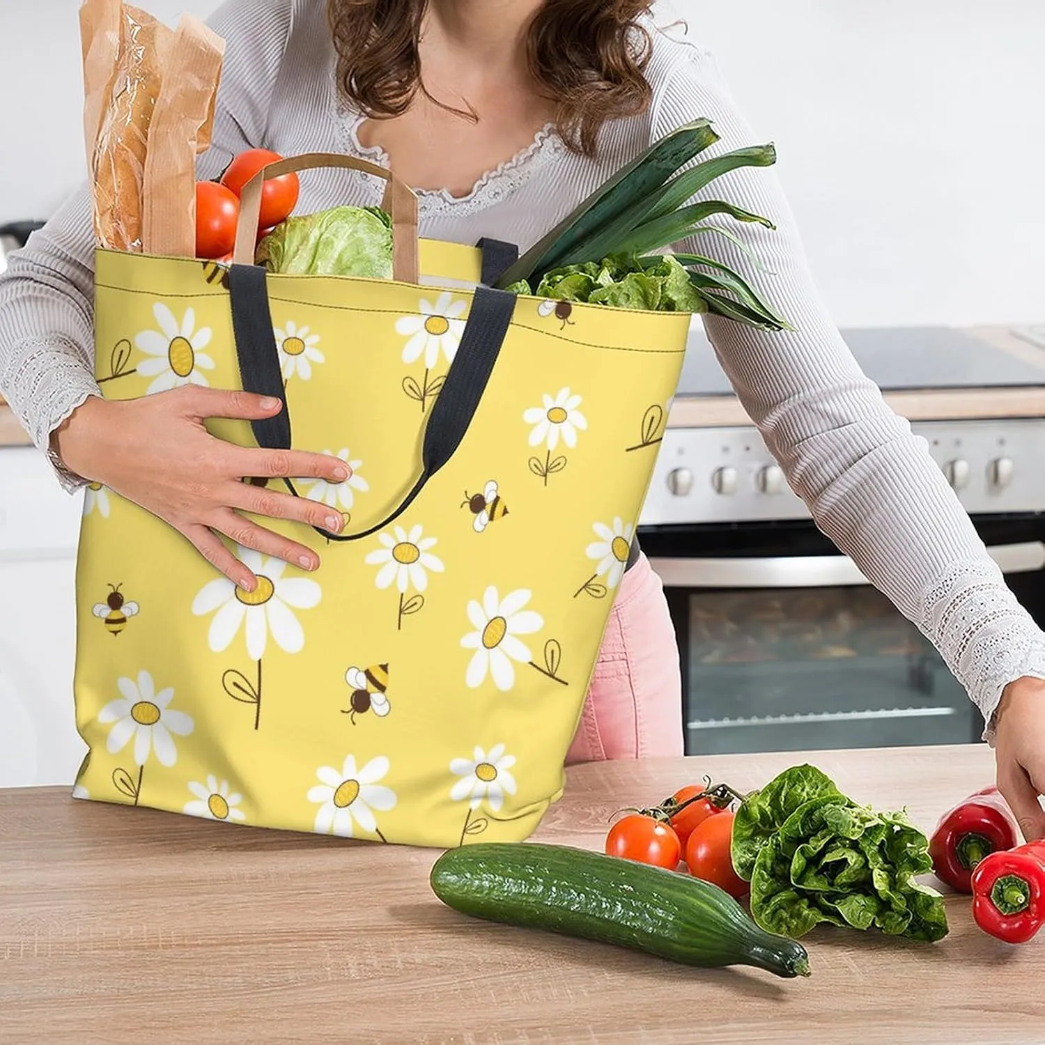Canvas Tote Bag - Large Women's Casual Shoulder Handbag - Reusable Beach & Shopping Grocery Bag for Outdoors