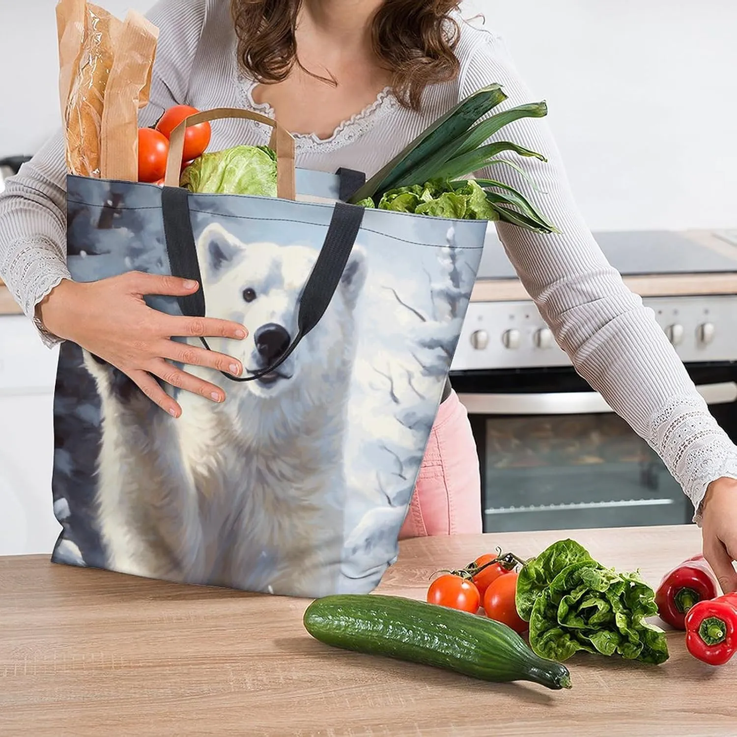 Canvas Tote Bag - Large Women's Casual Shoulder Handbag - Reusable Beach & Shopping Grocery Bag for Outdoors