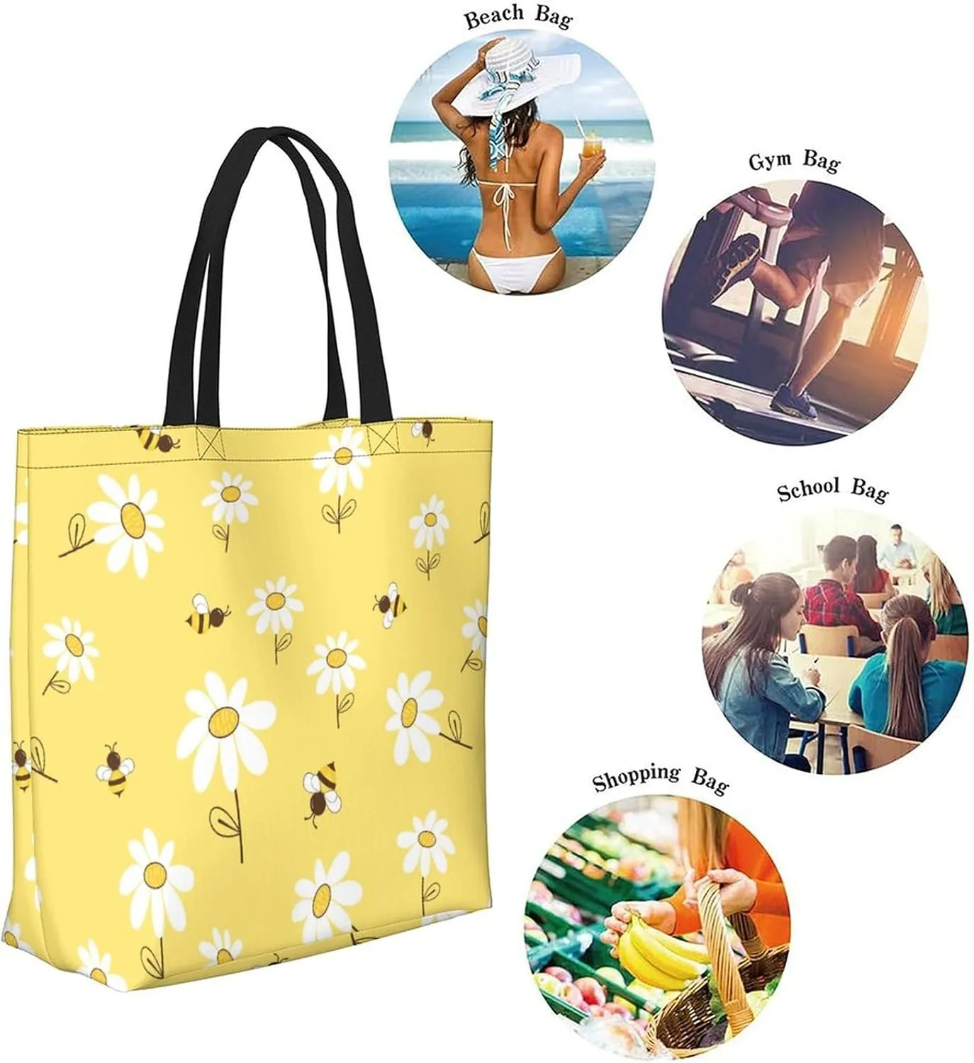 Canvas Tote Bag - Large Women's Casual Shoulder Handbag - Reusable Beach & Shopping Grocery Bag for Outdoors