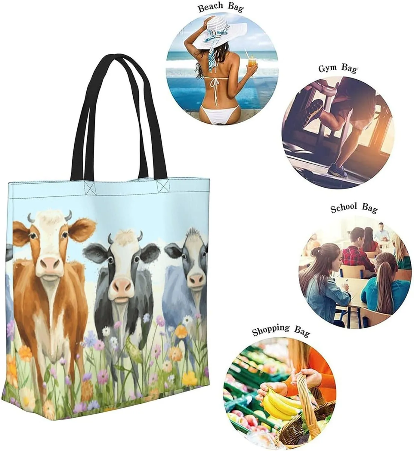 Canvas Tote Bag - Large Women's Casual Shoulder Handbag - Reusable Beach Shopping Grocery Bag for Outdoors