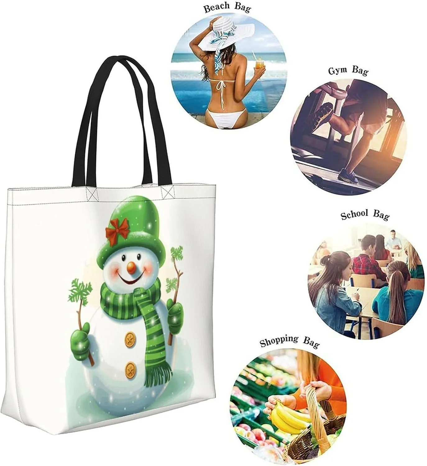 Canvas Tote Bag - Large Women's Casual Shoulder Handbag - Reusable Beach Shopping Grocery Bag for Outdoors