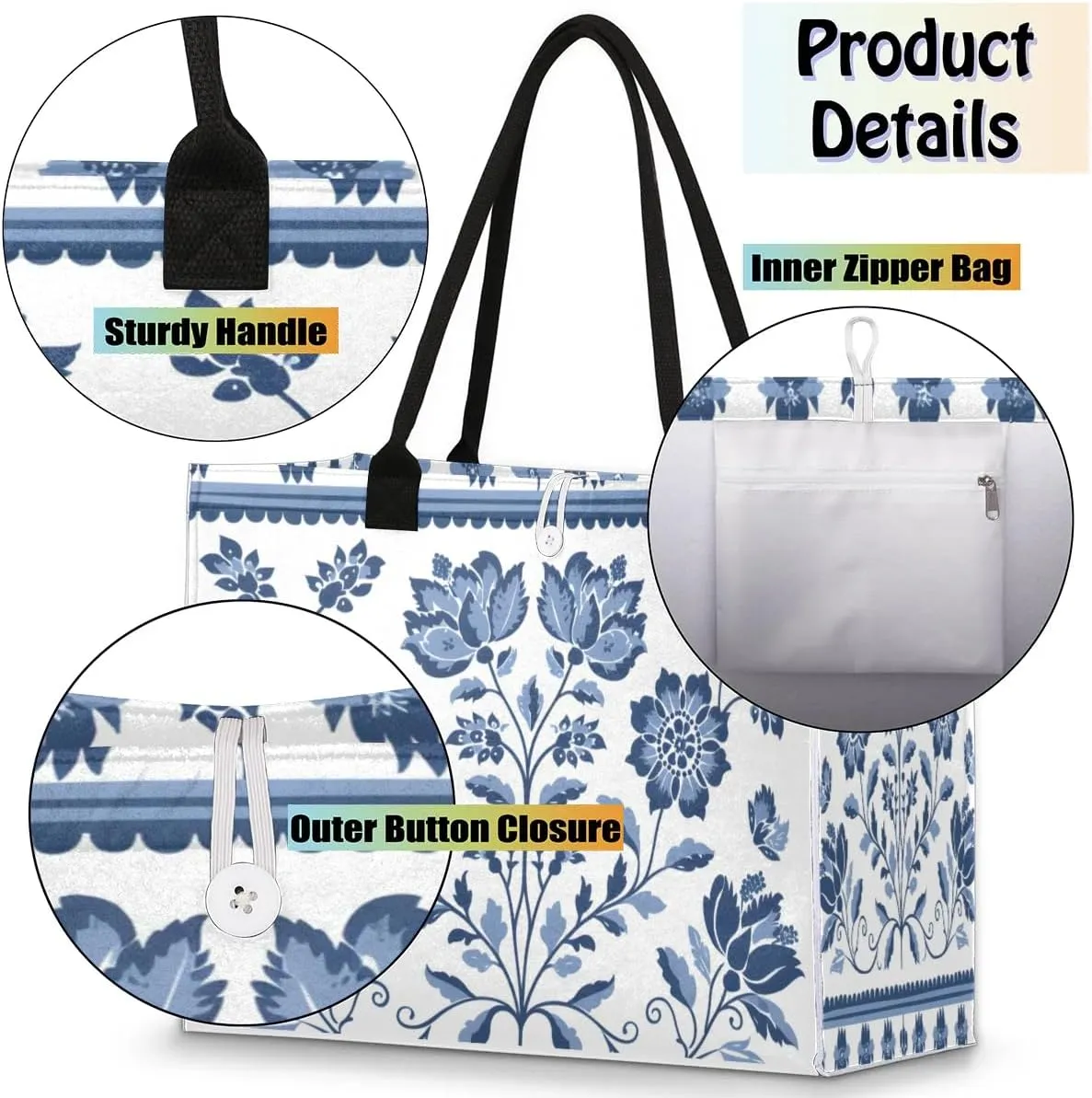 Canvas Tote Bags, Reusable Canvas Bags Use For Grocery Bags, Shopping Bags, Work, Daily Use