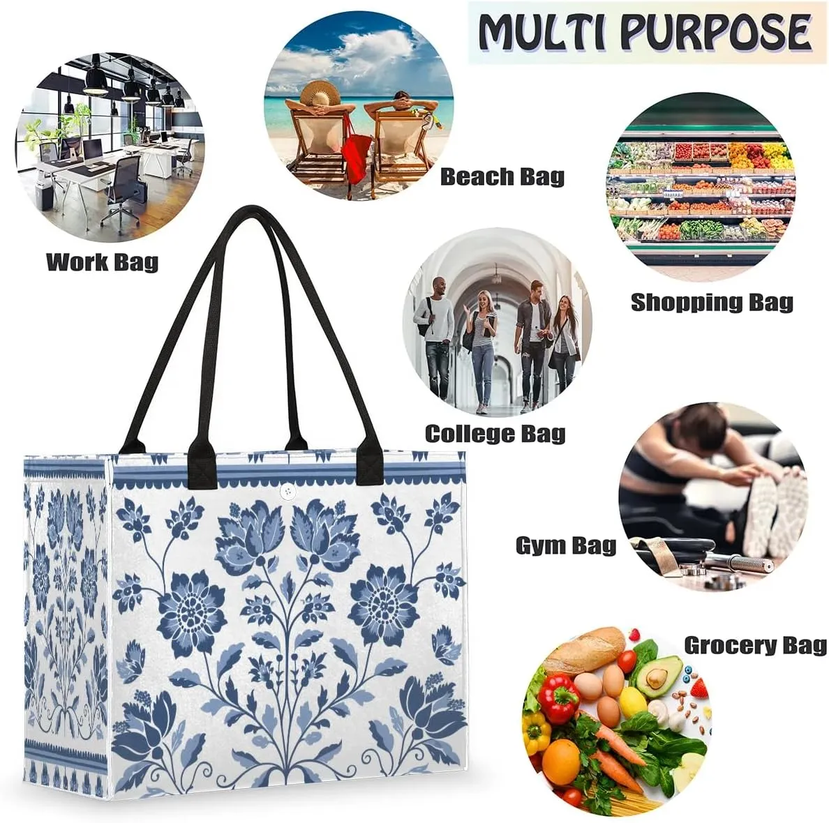 Canvas Tote Bags, Reusable Canvas Bags Use For Grocery Bags, Shopping Bags, Work, Daily Use