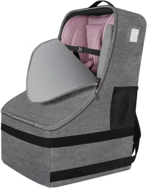 Car Seat Bags for Air Travel, Large Durable Car Seat Travel Bag for Airplane, Reinforced Shoulder Straps，Airport Gate Check Bag, Infant Car Seat Cover for Airplane Travel - Grey