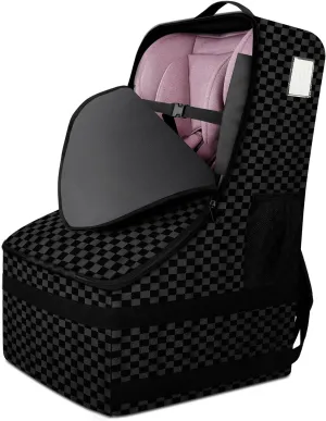 Car Seat Bags for Air Travel, Large Durable Car Seat Travel Bag for Airplane, Reinforced Shoulder Straps，Airport Gate Check Bag, Infant Car Seat Cover for Airplane Travel - Lattice