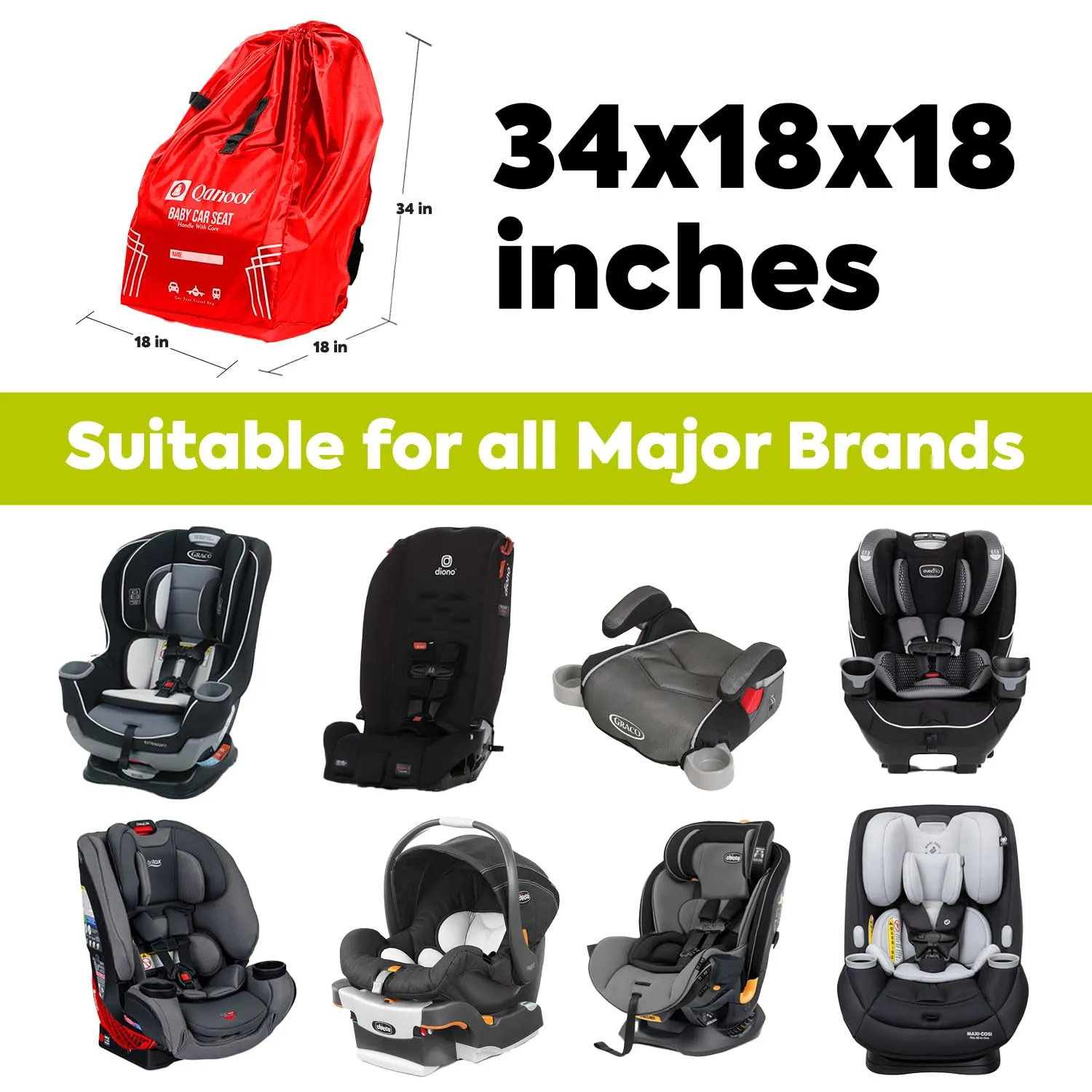 Car Seat Travel Bag for Airplane – Durable Back Pack Style Car Seat Bag, Car Seat Bags for Air Travel, Fits Convertible, Booster Car Seat, and Infant Carrier (Red)
