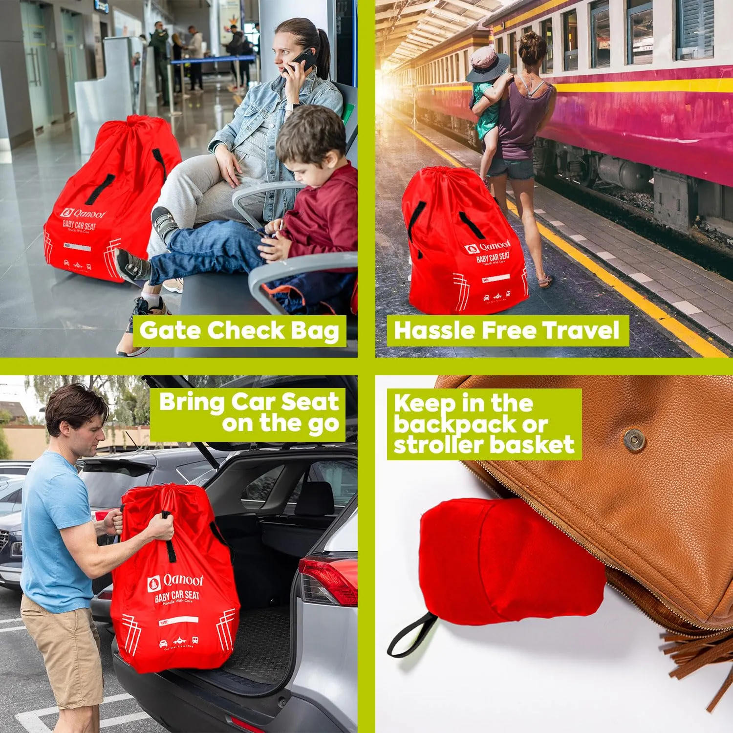 Car Seat Travel Bag for Airplane – Durable Hand carry Style Car Seat Bag, Car Seat Bags for Air Travel, Fits Convertible, Booster Car Seat, and Infant Carrier (Red)