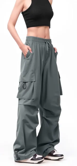 Cargo Pants Women Baggy High Waisted Parachute Pants with Pockets Wide Leg Y2K Casual Pants for Women