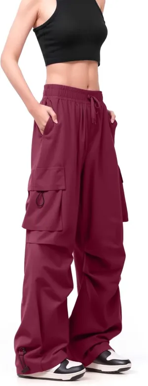Cargo Pants Women Baggy High Waisted Parachute Pants with Pockets Wide Leg Y2K Casual Pants for Women