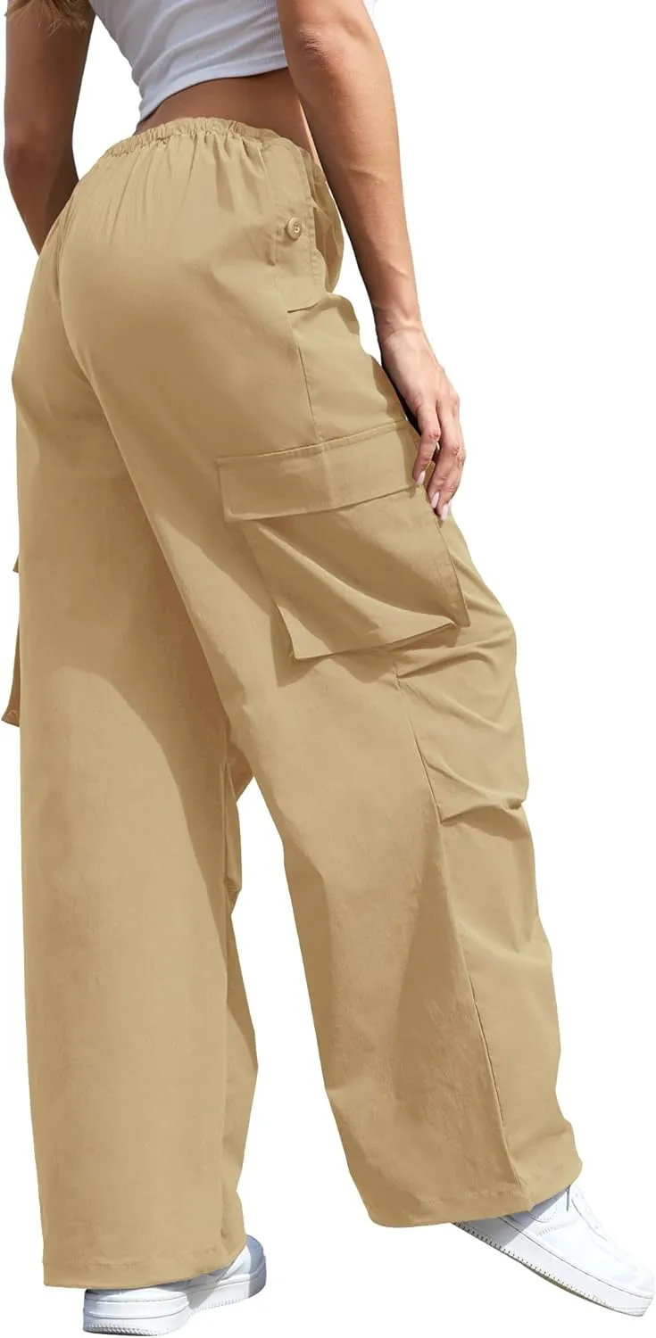 Cargo Pants Women Low Waisted Parachute Pants with Pockets Loose Baggy Hiking Pants Y2K Clothes