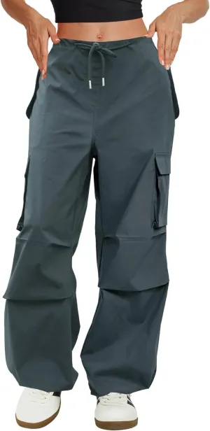 Cargo Pants Women Low Waisted Parachute Pants with Pockets Loose Baggy Hiking Pants Y2K Clothes