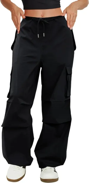 Cargo Pants Women Low Waisted Parachute Pants with Pockets Loose Baggy Hiking Pants Y2K Clothes
