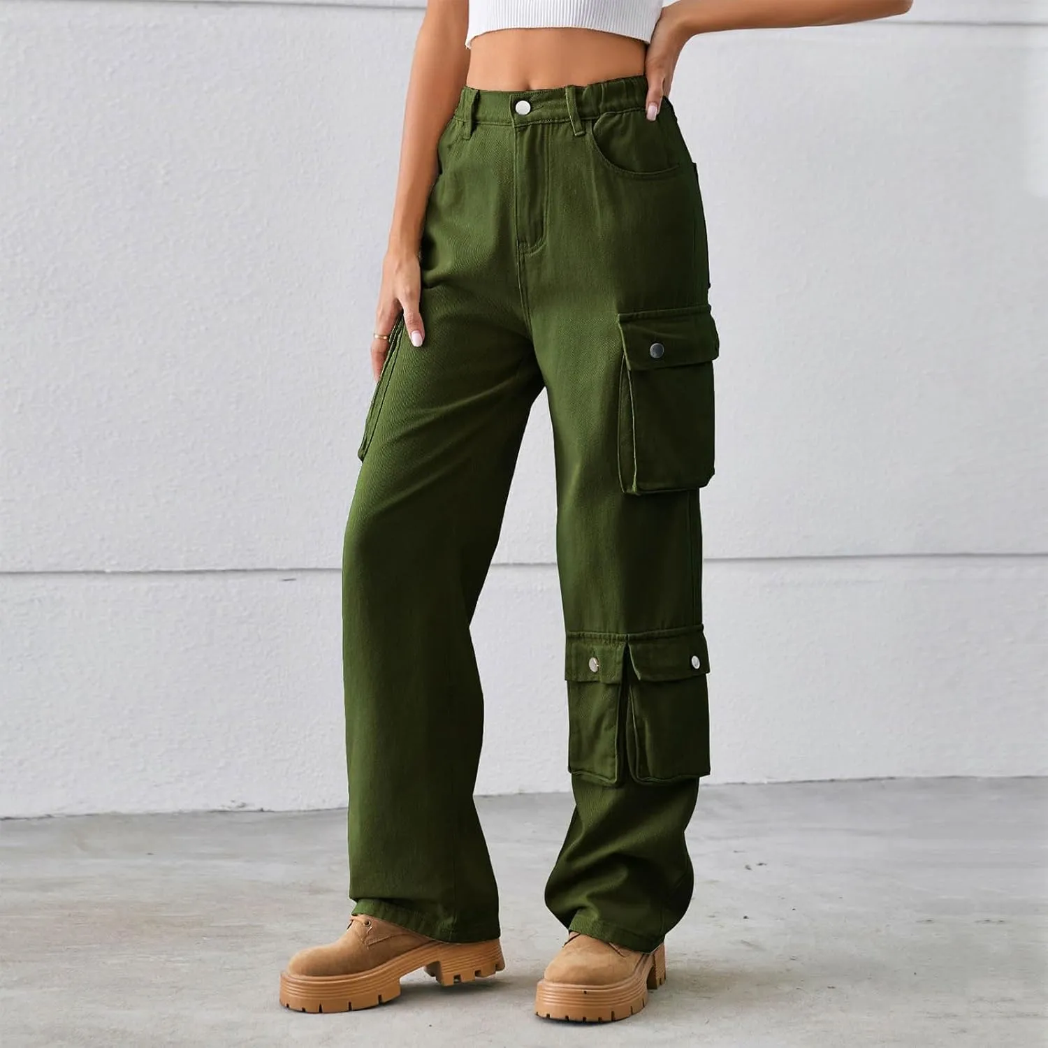 Cargo Pants Women Work Hightwaisted Straight Hiking Pants for Women 2024 Fall Denim Outdoor Casual Pants with Pockets