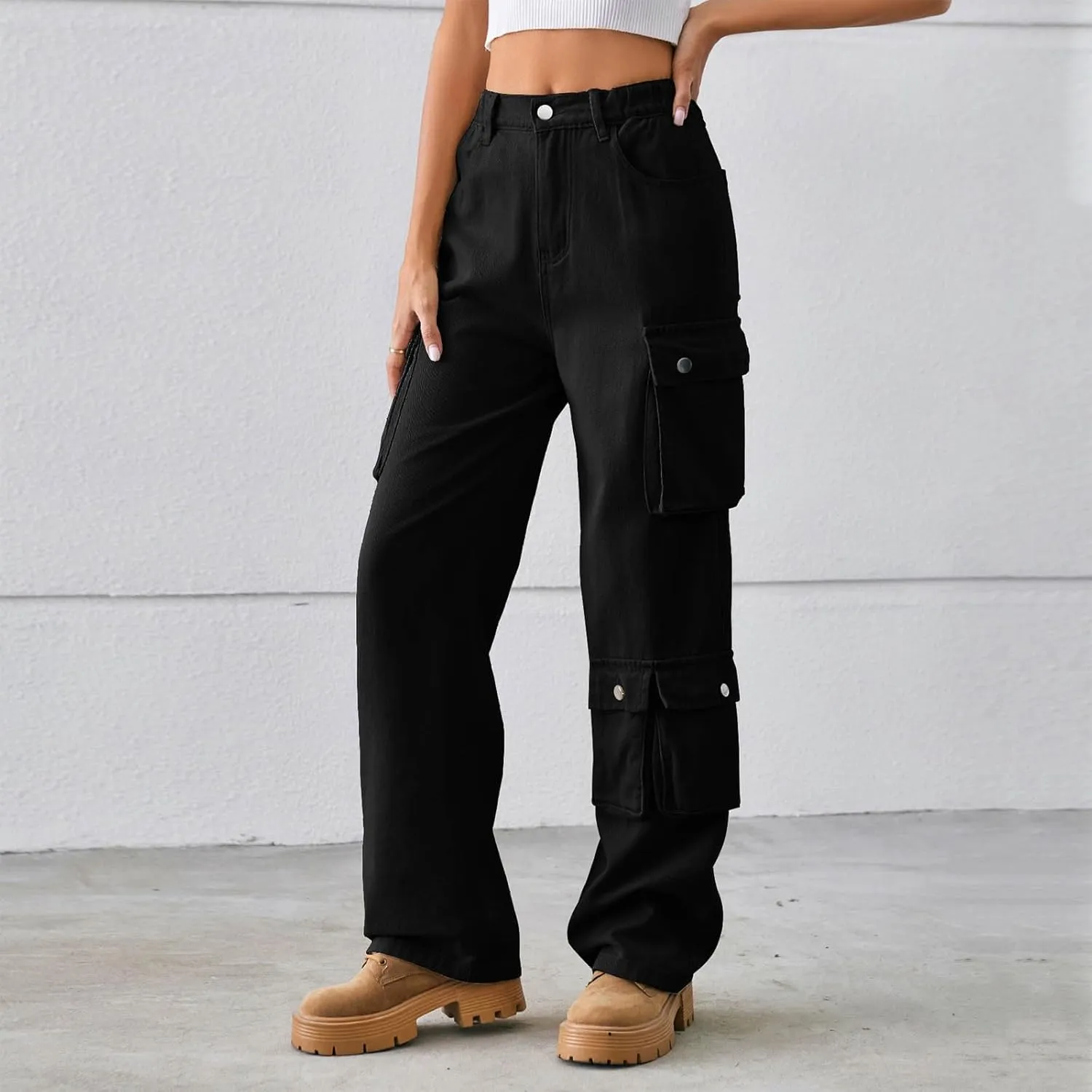 Cargo Pants Women Work Hightwaisted Straight Hiking Pants for Women 2024 Fall Denim Outdoor Casual Pants with Pockets