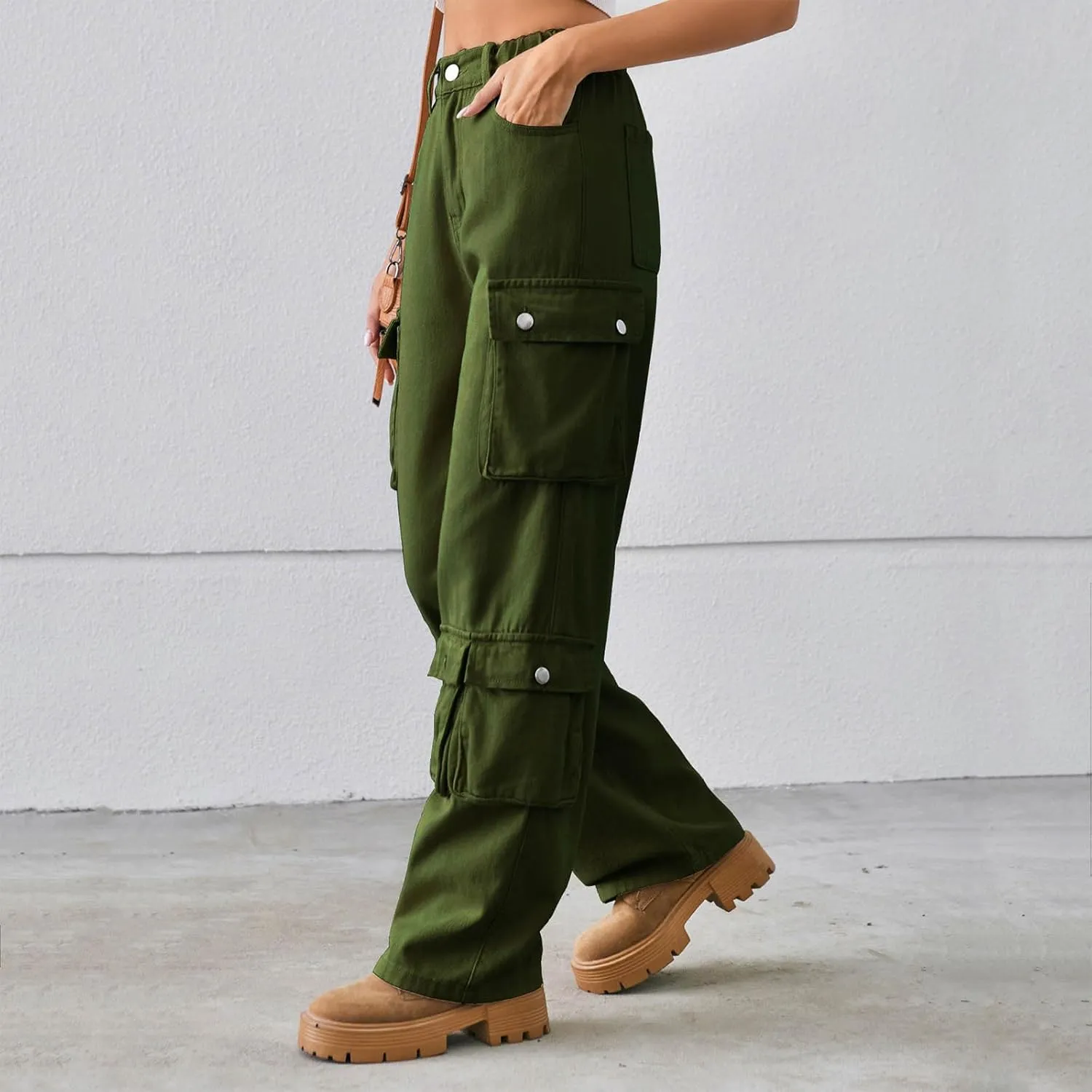 Cargo Pants Women Work Hightwaisted Straight Hiking Pants for Women 2024 Fall Denim Outdoor Casual Pants with Pockets