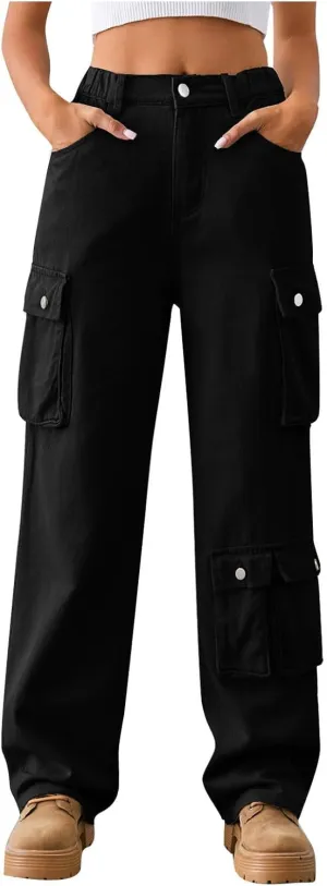 Cargo Pants Women Work Hightwaisted Straight Hiking Pants for Women 2024 Fall Denim Outdoor Casual Pants with Pockets