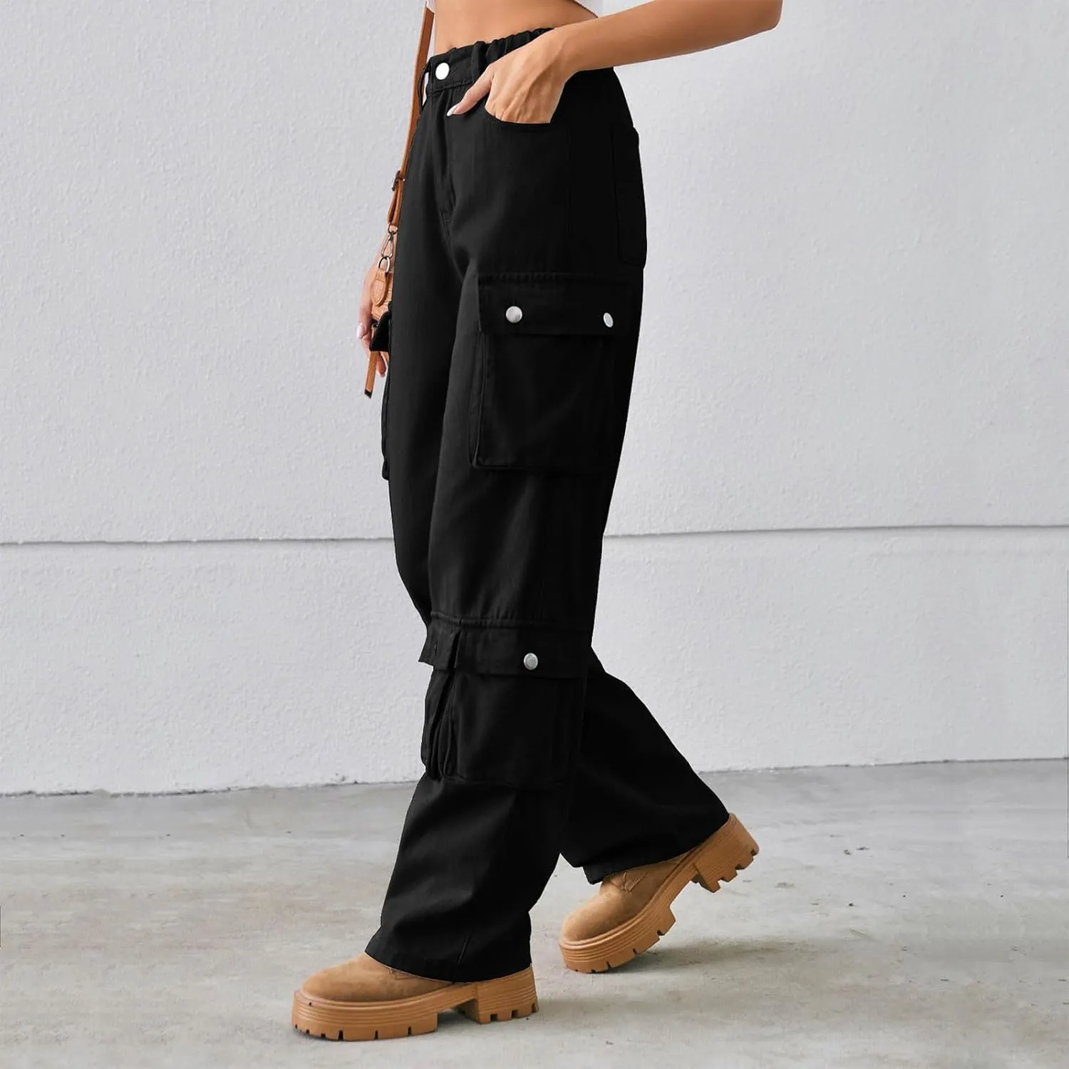 Cargo Pants Women Work Hightwaisted Straight Hiking Pants for Women 2024 Fall Denim Outdoor Casual Pants with Pockets