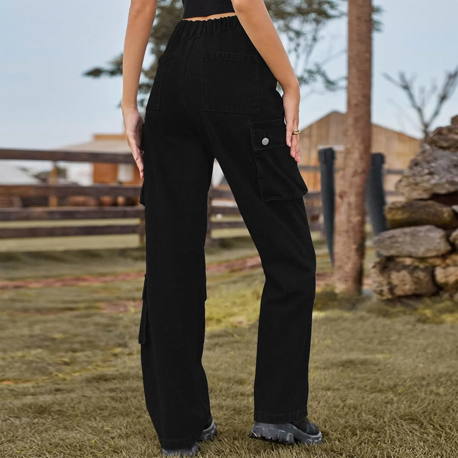 Cargo Pants Women Work Hightwaisted Straight Hiking Pants for Women 2024 Fall Denim Outdoor Casual Pants with Pockets