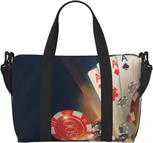 Carry On Duffle Bags Overnight Weekender Bags for Women, Casino Poker Chips Personal Item Travel Bag, Travel Essentials Sport Gym Bag for Men Women