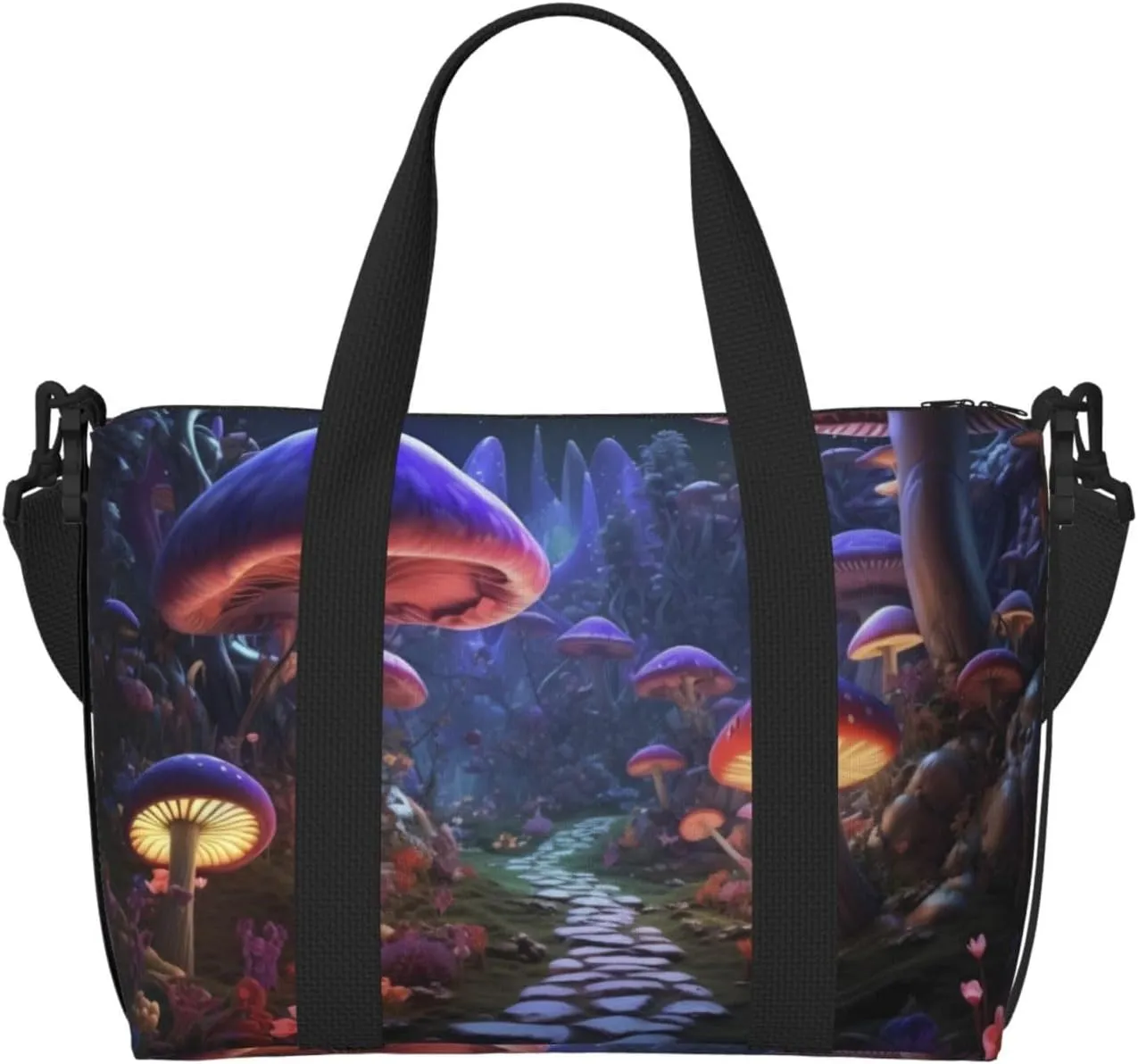 Carry On Duffle Bags Overnight Weekender Bags for Women, Jungle Path Glowing Mushrooms Personal Item Travel Bag, Travel Essentials Sport Gym Bag for Men Women
