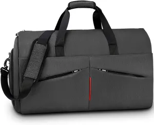 Carry on Garment Bag Convertible Suit Travel Bag with Shoes Compartment Waterproof Large Hanging Garment Duffel Bag Weekender Duffle Bag for Men Women Black