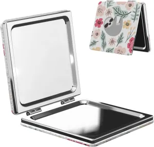 Cartoon Flowers Sloth Women Small Makeup Mirror Portable Pocket Cosmetic Mirror for Travel