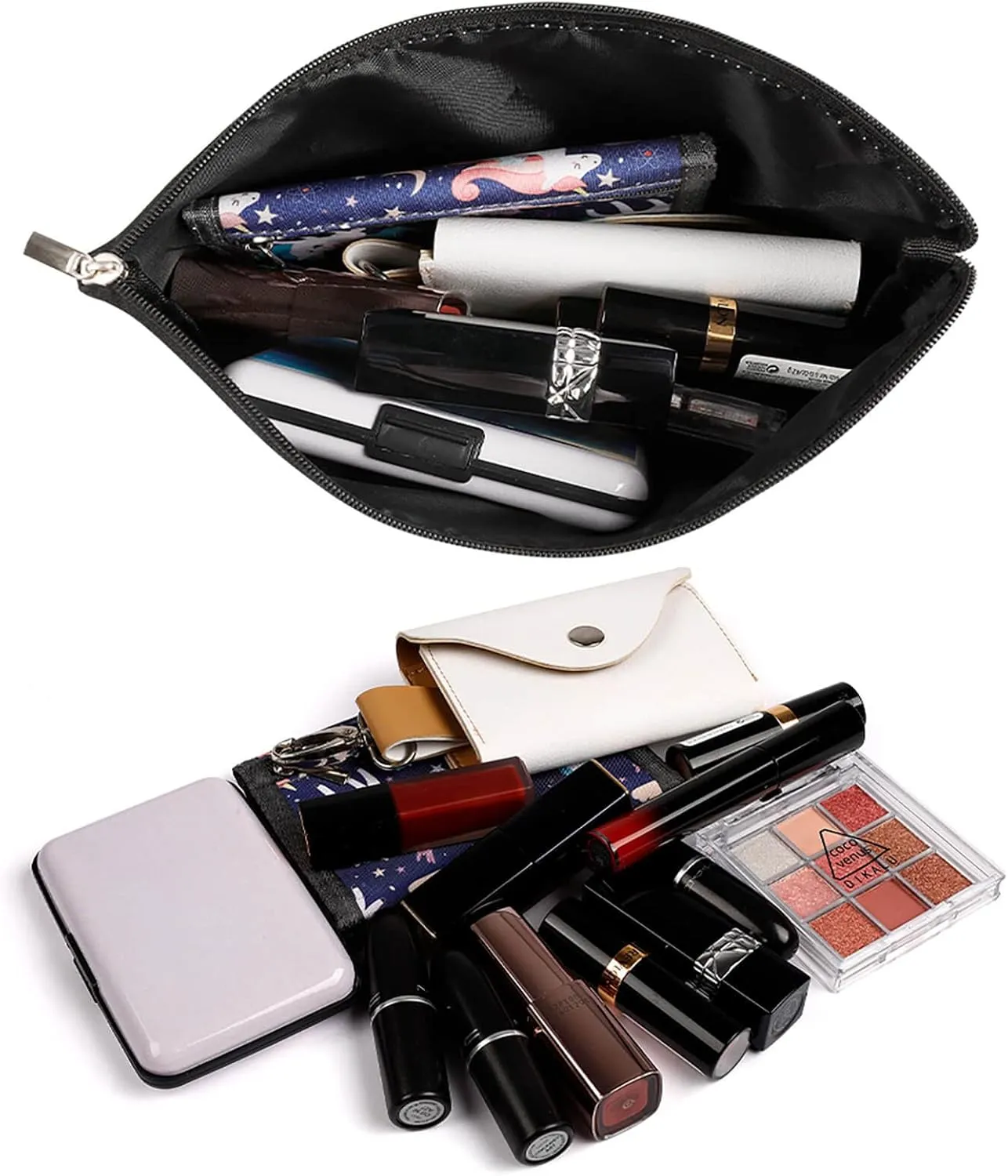 Cartoon Shark Cosmetic Bag Portable Toiletry Bag Large Capacity Travel Makeup Bags Beauty Makeup Organizer for Full-Sized Shampoo Conditioner Brushes Set Makeup Accessories